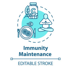 Immunity maintenance concept icon. Pharmacy treatment. Supplement capsules. Strong health. Influenza prevention idea thin line illustration. Vector isolated outline RGB color drawing. Editable stroke