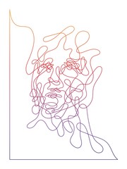 One line portrait, male face, curve line create a head, continuous stripe 3