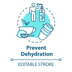 Prevent dehydration concept icon. Energy from nutrition. Moisturizing and skincare. Stay hydrated idea thin line illustration. Vector isolated outline RGB color drawing. Editable stroke