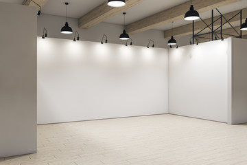 Gallery interior with empty wall