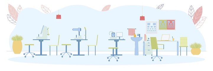 Ophthalmologist or Oculist Doctor Office Interior.