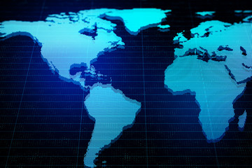 Obraz premium Creative glowing digital world map
