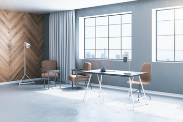 Cozy workspace with laptop on table