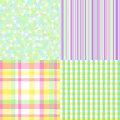 Set of seamless patterns. Simple colored background. Seamless geometric texture. Doodle for flyers, shirts and textiles