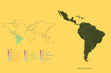 Obraz premium vector map of south america. latin america countries map.