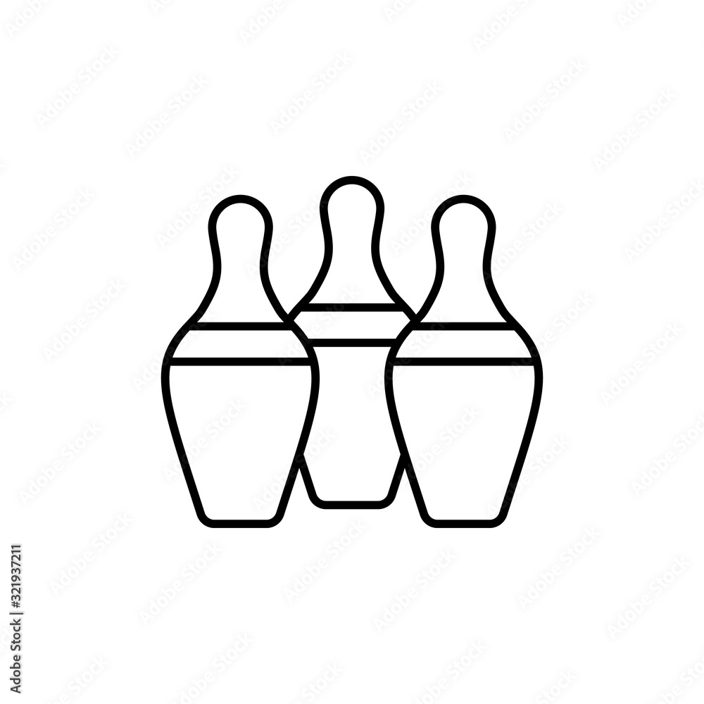 Aufkleber bowling pins icon. simple line, outline vector elements of prize icons for ui and ux, website or mob