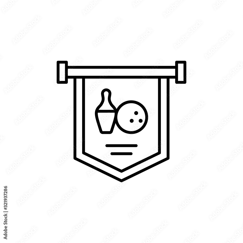 Aufkleber banner bowling icon. simple line, outline vector elements of prize icons for ui and ux, website or m