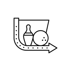 Bowling pins ball icon. Simple line, outline vector elements of prize icons for ui and ux, website or mobile application