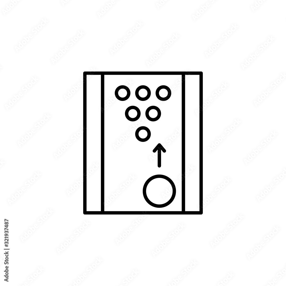 Poster bowling alley pins ball icon. simple line, outline vector elements of prize icons for ui and ux, web