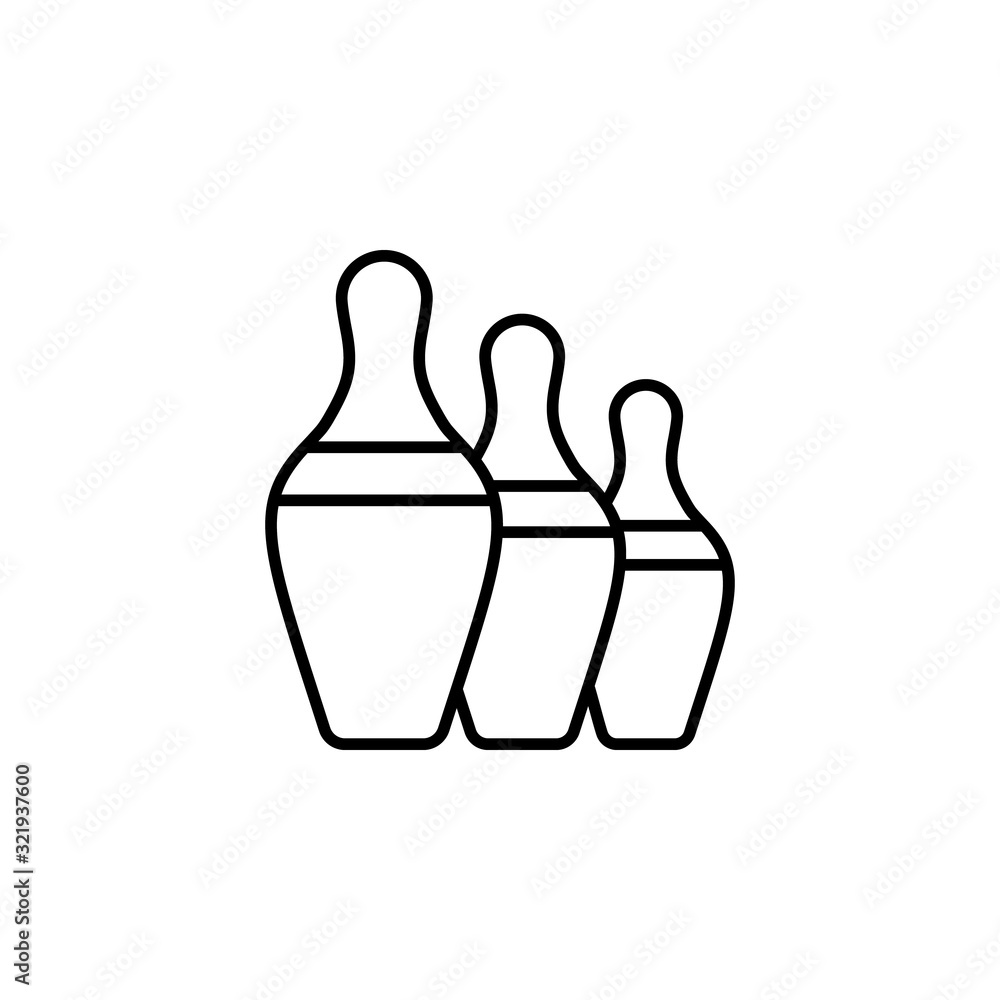 Poster Bowling pins order icon. Simple line, outline vector elements of prize icons for ui and ux, website or mobile application