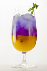 Anchan and mango fruit with ice cocktail isolated