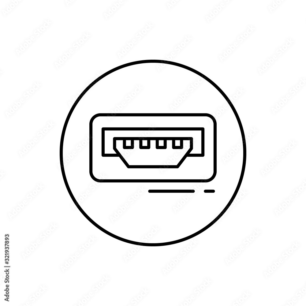 Poster usb, connector icon. simple line, outline vector elements of connectors and cables icons for ui and 