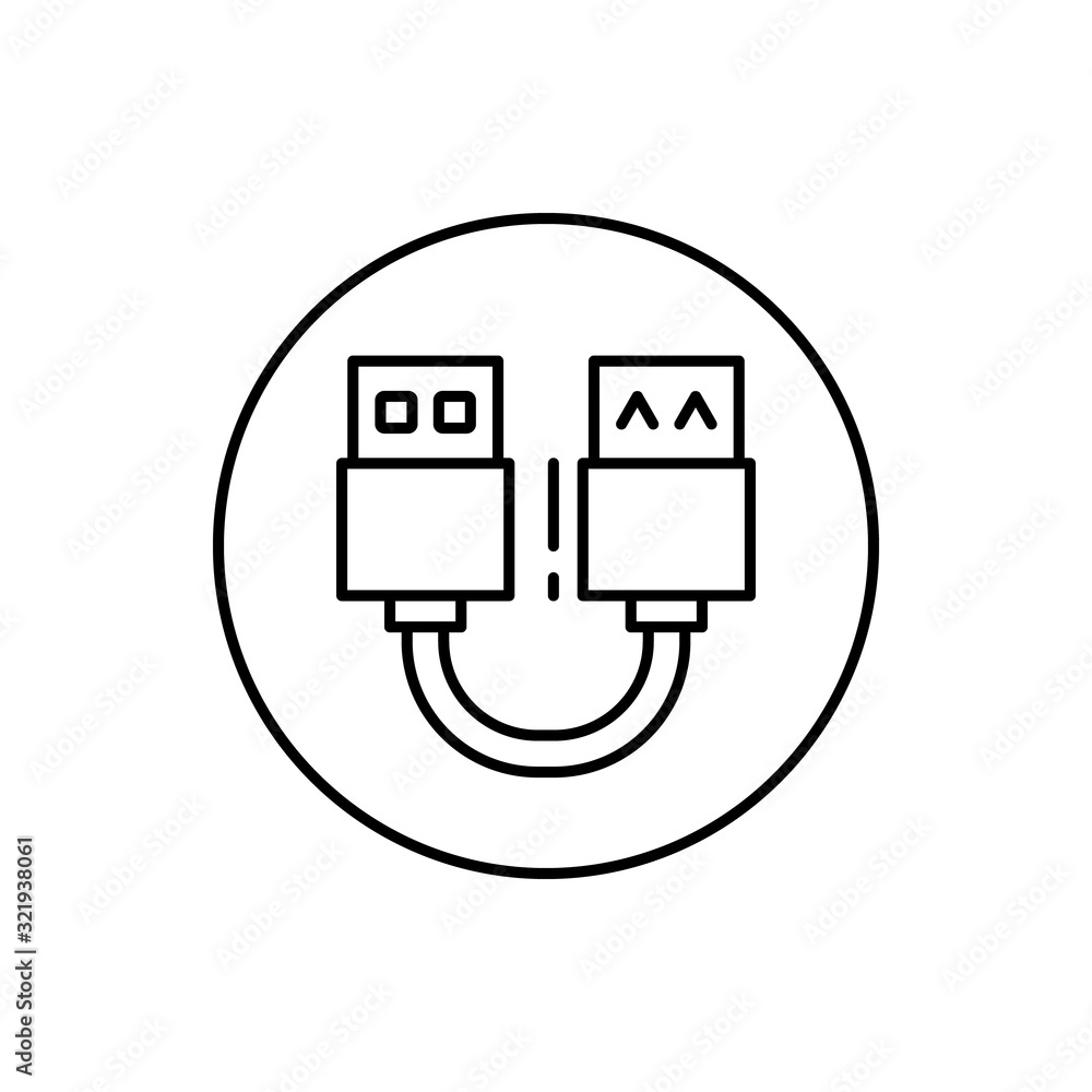 Poster usb, connector icon. simple line, outline vector elements of connectors and cables icons for ui and 