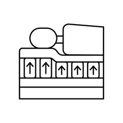 Mattress lying man icon. Simple line outline vector orthopedics icons for ui and ux website or mobile application