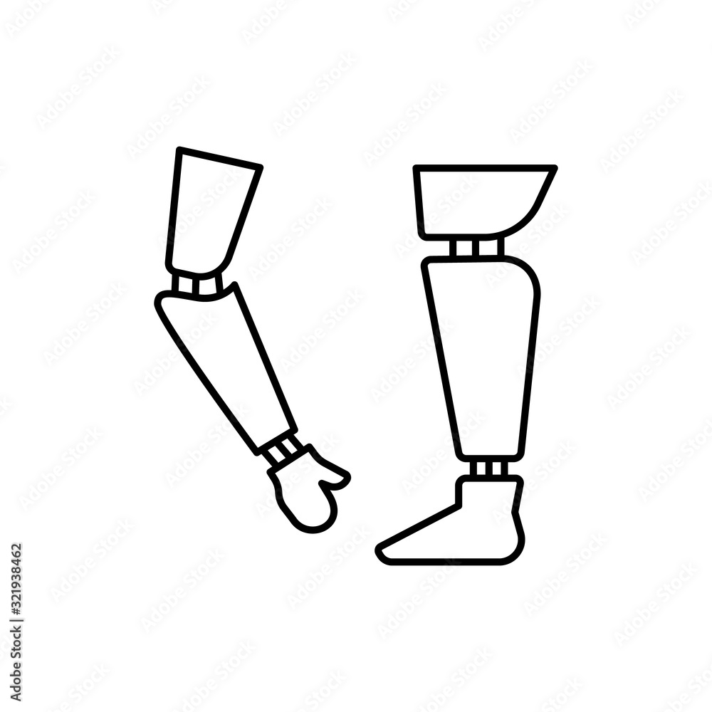 Poster arms leg prosthetics icon. simple line outline vector orthopedics icons for ui and ux website or mob