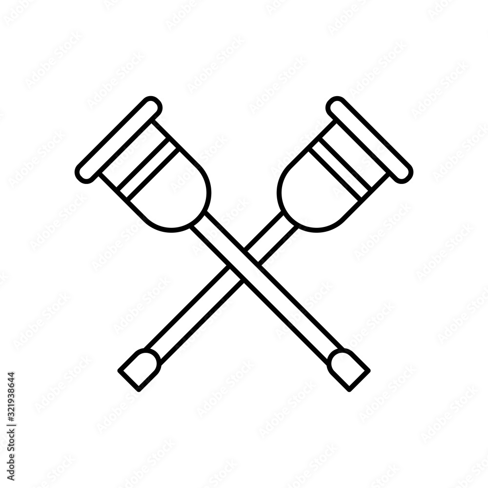 Poster crutches equipment walking icon. simple line outline vector orthopedics icons for ui and ux website 