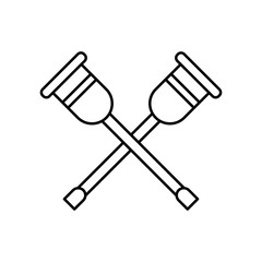 Crutches equipment walking icon. Simple line outline vector orthopedics icons for ui and ux website or mobile application