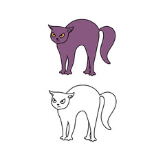 Funny pets on a white background. Different cartoon cats set. Simple modern geometric flat style vector illustration. For decoration of children's rooms, textiles, wallpaper, postcards, etc.