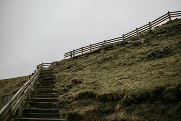 Fog covering Stairway to Heaven in England