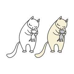 Funny pets on a white background. Different cartoon cats set. Simple modern geometric flat style vector illustration. For decoration of children's rooms, textiles, wallpaper, postcards, etc.