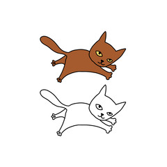 Funny pets on a white background. Different cartoon cats set. Simple modern geometric flat style vector illustration. For decoration of children's rooms, textiles, wallpaper, postcards, etc.