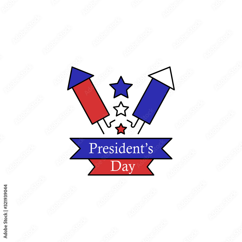 Poster president day firework icon. simple line, outline vector elements of color public holiday icons for 