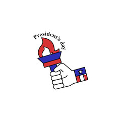 President day fire hand icon. Simple line, outline vector elements of color public holiday icons for ui and ux website or mobile application