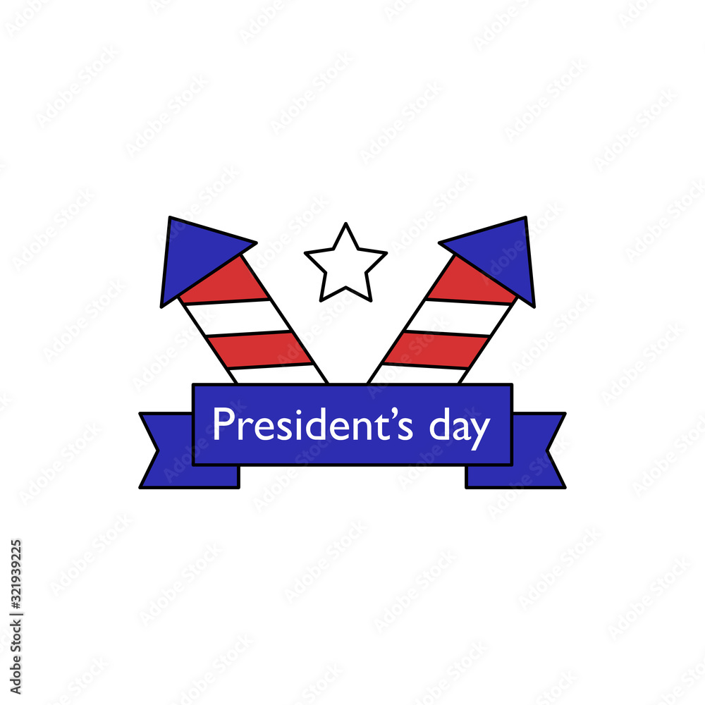 Poster president day firework icon. simple line, outline vector elements of color public holiday icons for 
