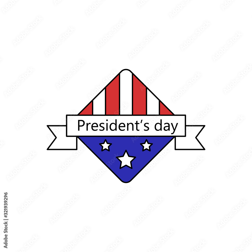 Poster President day icon. Simple line, outline vector elements of color public holiday icons for ui and ux website or mobile application
