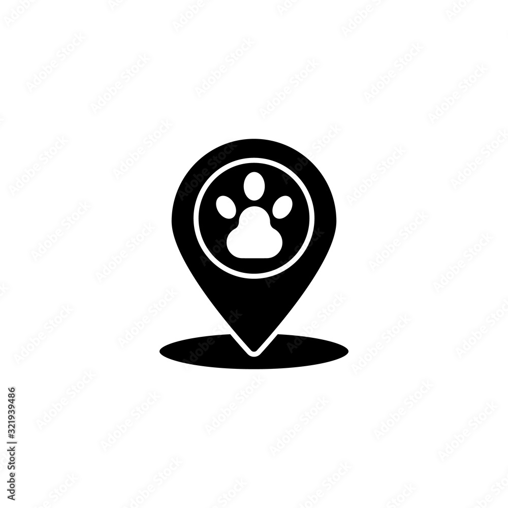 Poster location, paw icon. simple elements of animals store icons for ui and ux, website or mobile applicat