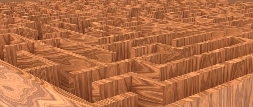 Dise&ntilde;o tridimensional de laberinto. Illustraci&oacute;n 3d de laberinto abstracto. Fondo minimalista para presentaci&oacute;n
