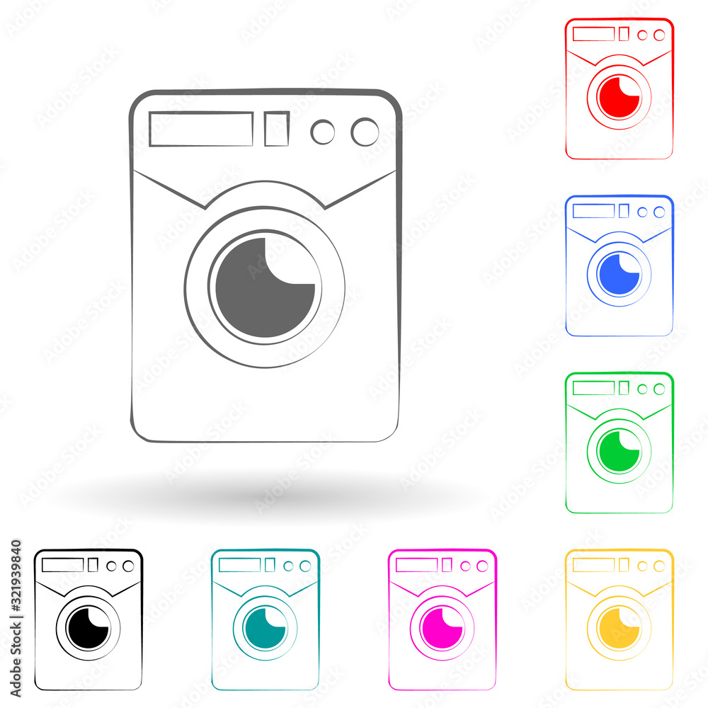 Poster washing machine logo multi color style icon. simple glyph, flat vector of electro icons for ui and u