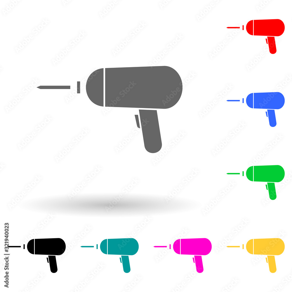 Aufkleber hand drill multi color style icon. simple glyph, flat vector of electro icons for ui and ux, website