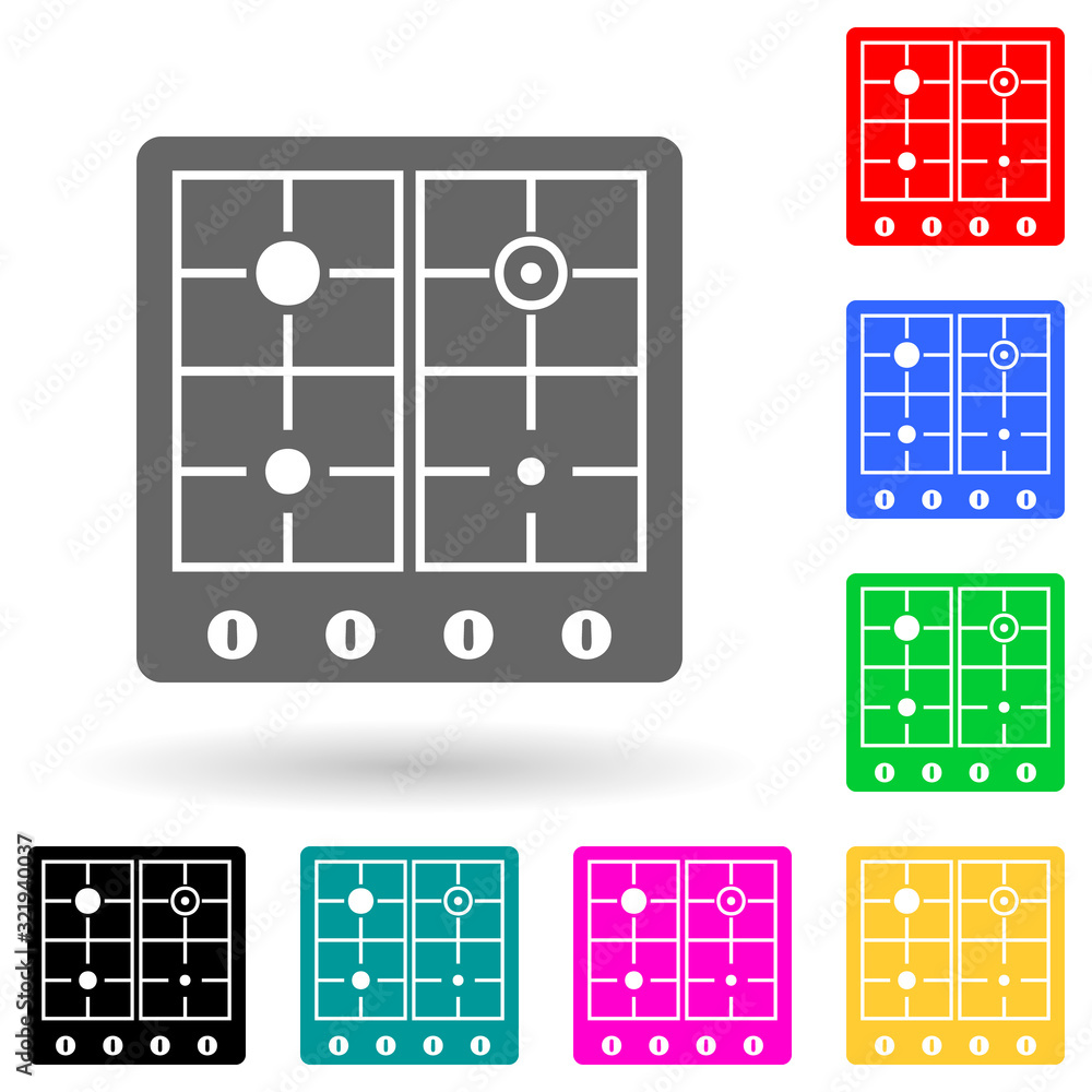 Poster gas stove multi color style icon. simple glyph, flat vector of electro icons for ui and ux, website 
