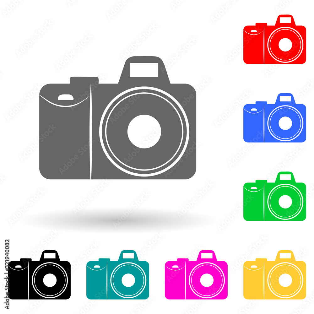 Poster camera multi color style icon. simple glyph, flat vector of electro icons for ui and ux, website or 