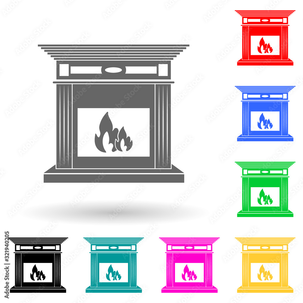 Poster fireplace multi color style icon. simple glyph, flat vector of electro icons for ui and ux, website 
