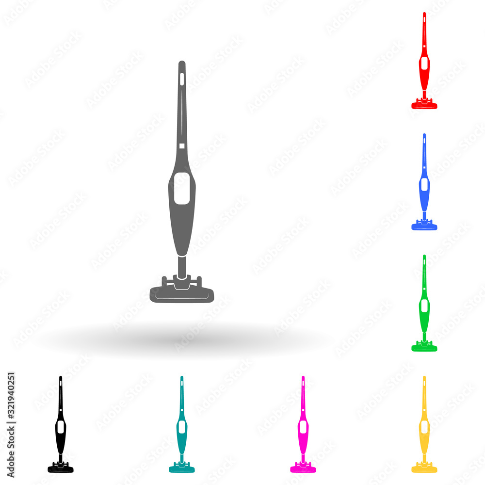Poster manual vacuum cleaner multi color style icon. simple glyph, flat vector of electro icons for ui and 