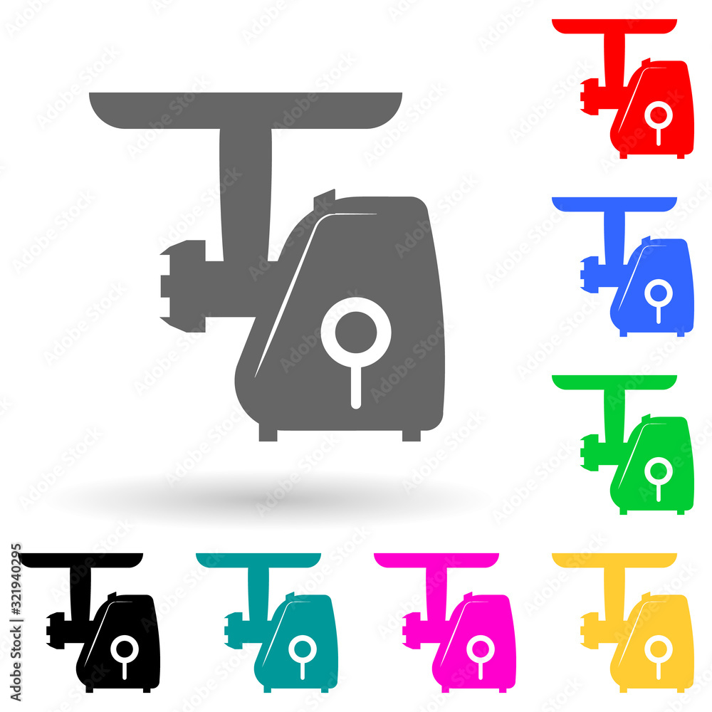 Poster electric meat grinder multi color style icon. simple glyph, flat vector of electro icons for ui and 