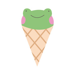 cute little frog in ice cream cone
