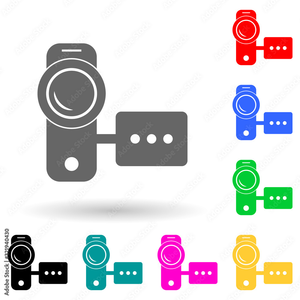 Aufkleber camcorder multi color style icon. simple glyph, flat vector of electro icons for ui and ux, website 