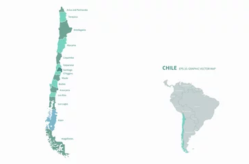 Fotobehang graphic vector of chile map. latin america countries map. south america. santiago map. © Tuna salmon