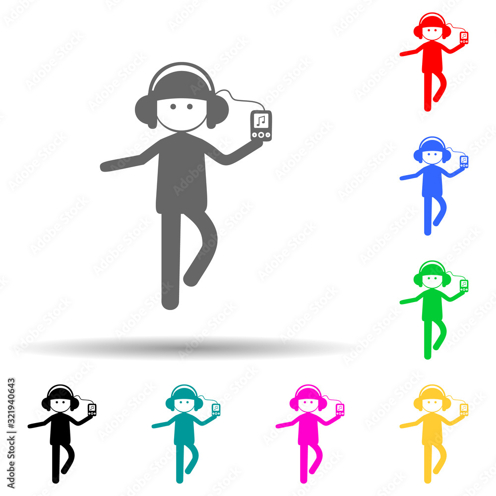 Poster youth with a player multi color style icon. simple glyph, flat vector of family icons for ui and ux,