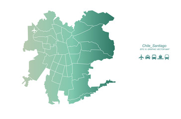 Obraz premium graphic vector of chile map. latin america countries map. south america. santiago map.