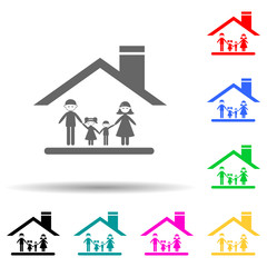family under the roof of the house multi color style icon. Simple glyph, flat vector of family icons for ui and ux, website or mobile application