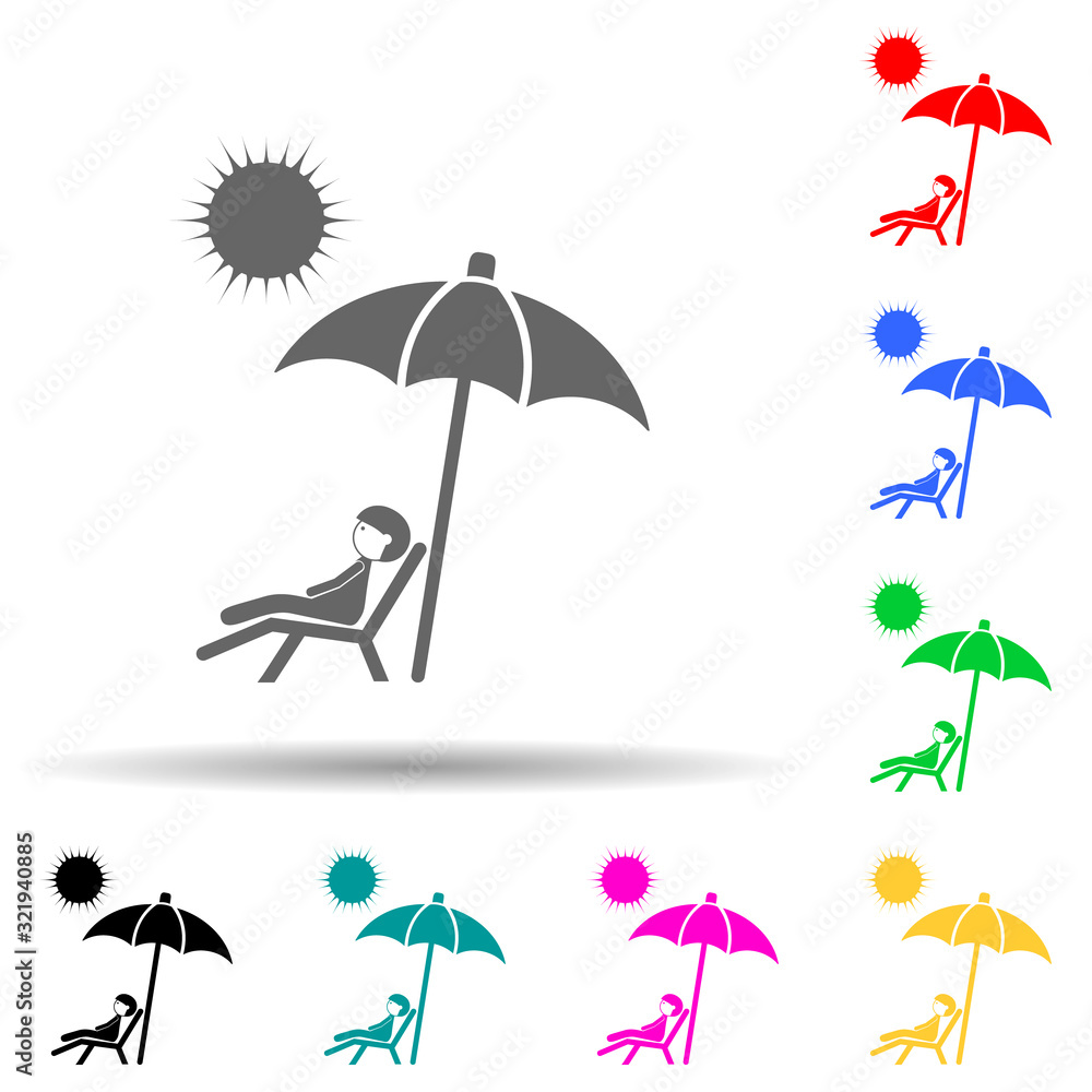 Poster a man is sunbathing multi color style icon. simple glyph, flat vector of family icons for ui and ux,