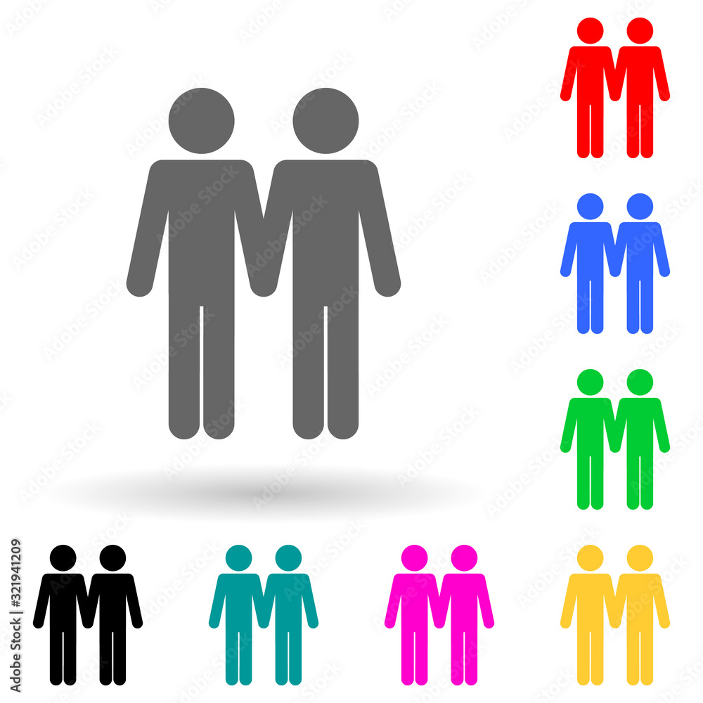 Poster homosexual family multi color style icon. simple glyph, flat vector of family icons for ui and ux, w