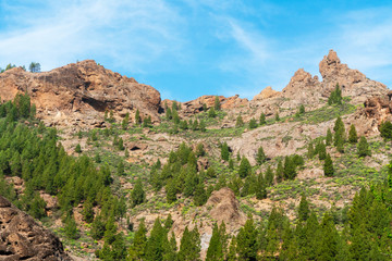 Landscape with mountains in sunny winter day in Gran Canaria