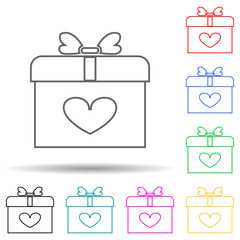 a gift with a heart multi color style icon. Simple thin line, outline vector of valentine icons for ui and ux, website or mobile application