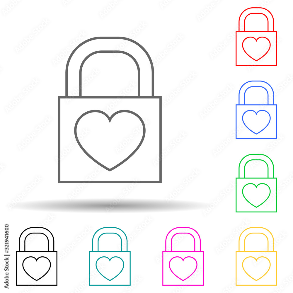 Poster castle with a heart multi color style icon. simple thin line, outline vector of valentine icons for 