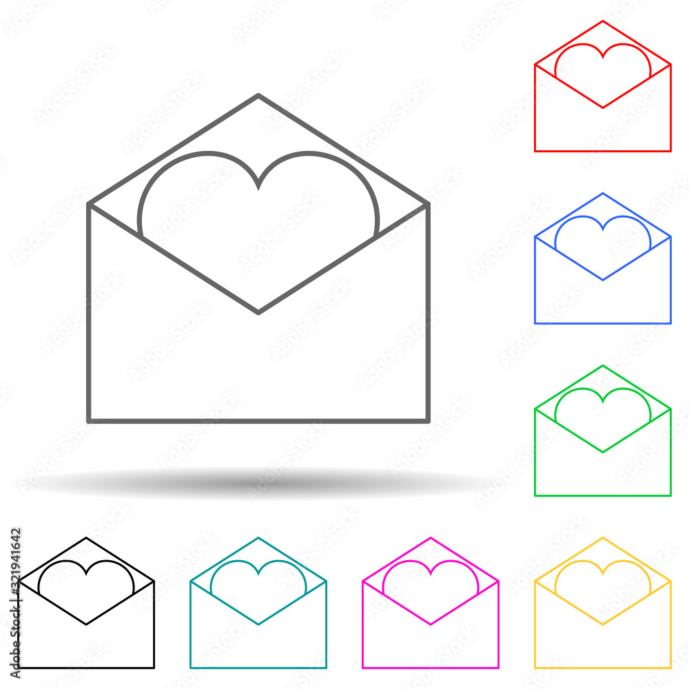 Aufkleber envelope with love letter multi color style icon. simple thin line, outline vector of valentine icon